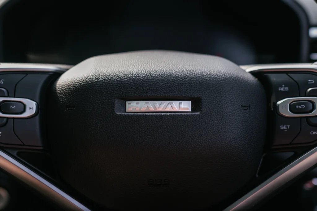 GWM Haval steering wheel close up